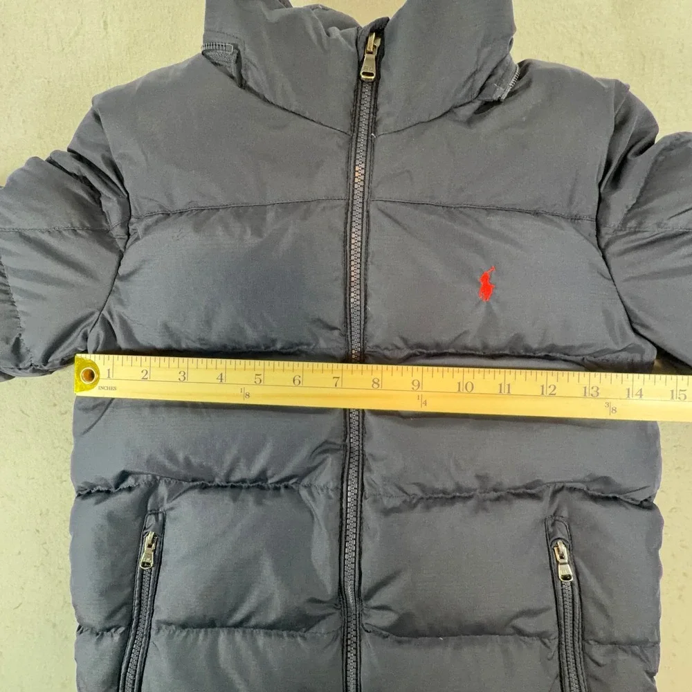 Polo Ralph Lauren Boys 8 Navy Puffer Jacket Red Pony Full Zip Quilted